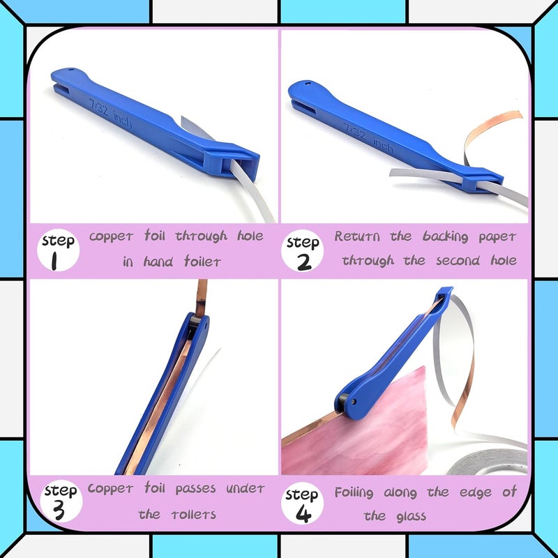 ARTIMUSES 7/32" Copper Foil Hand Foiler, Hand Foiler for Stained Glass, Blue - Image 5